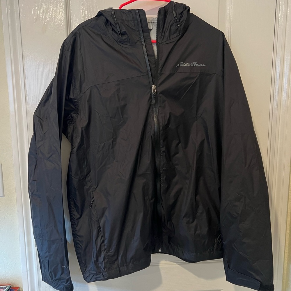 Eddie Bauer Men’s Rippac Pro Black Packable Rain Jacket NWT large